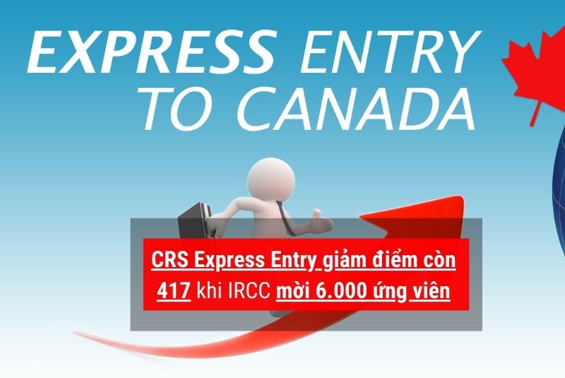 CRS Express Entry giảm điểm còn 417 khi IRCC mời  ứng viên