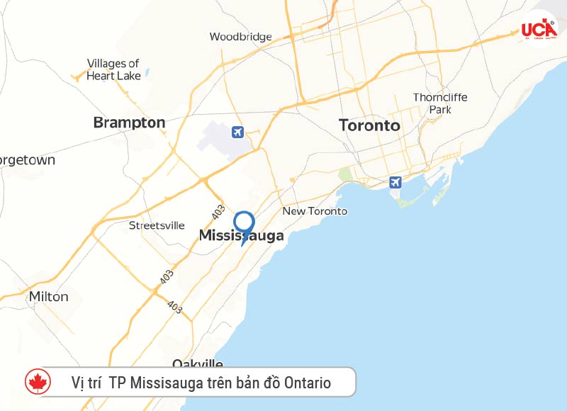 Mississauga nằm ven biển rất gần thành phố Toronto 