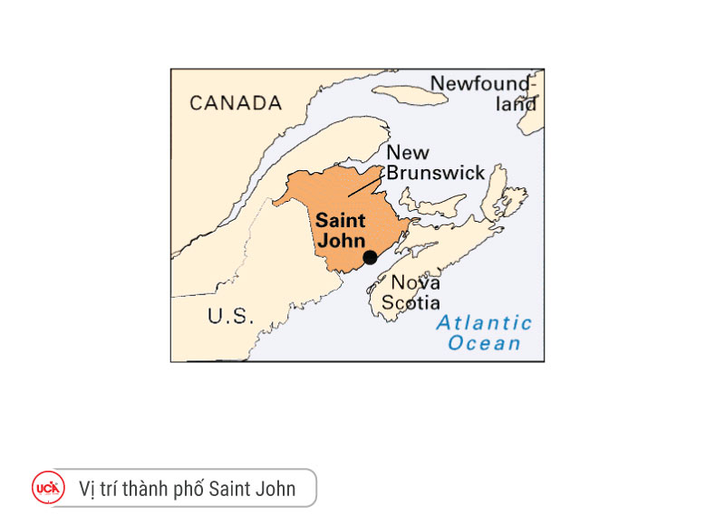 Vị trí thành phố Saint John