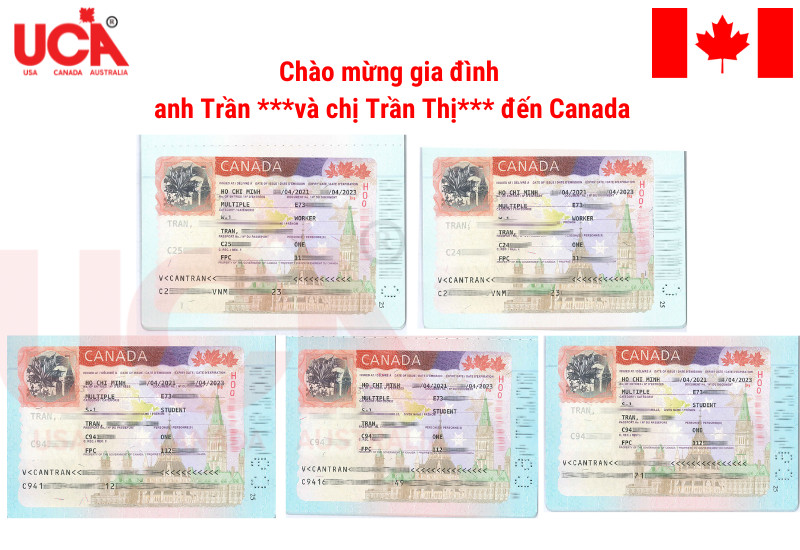 Chúc mừng gia đình anh Trần và chị Trần Thị đến Canada