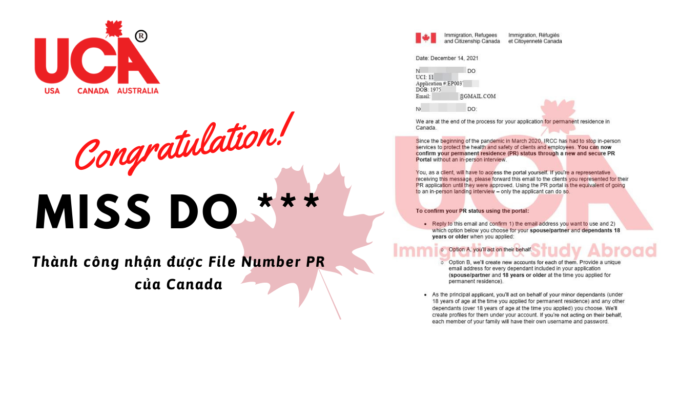 Chúc mừng gia đình chị Đo *** thành công nhận được phê duyệt thẻ thường trú nhân Canada chương trình AIPP