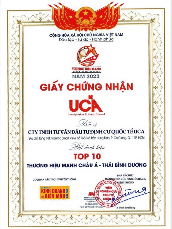 giấy chứng nhận UCA 1