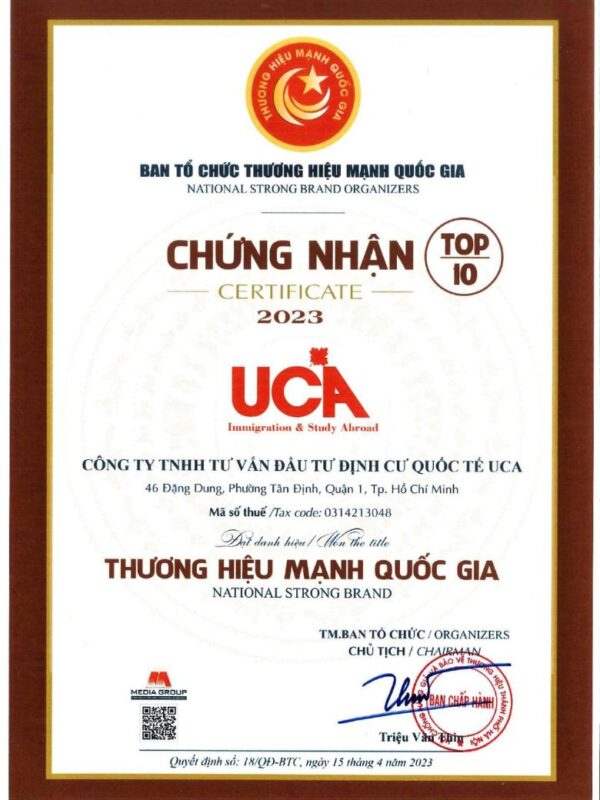 giấy chứng nhận UCA 3